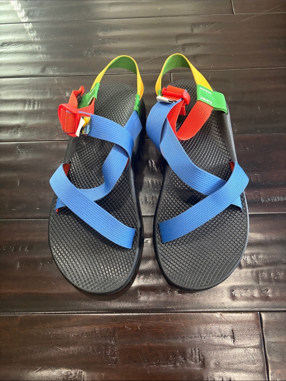 Chaco Men's Multicolor Strappy Sandals - Blue, Red, Yellow, Green